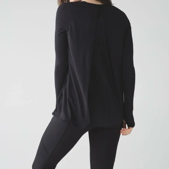 Lululemon Making Moves Pleated Back Rulu Black Long Sleeve Shirt - Picture 2 of 12